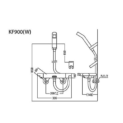 浴室用蛇口[壁][洗い場専用][サーモスタット付シャワーバス混合水栓][めっき仕様][寒冷地]