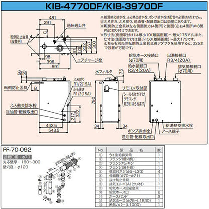石油ふろ給湯器[本体+FF用給排気筒付属][給湯+追いだき][手動][お知らせ][水道直圧式][屋内据置型][上方排気][強制給排気][4万キロ]