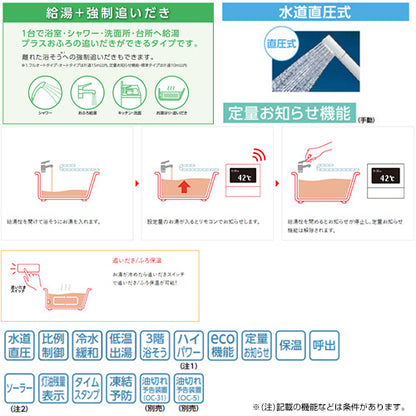 石油ふろ給湯器[本体+FF用給排気筒付属][給湯+強制追いだき][水道直圧式][屋内壁掛型][上方排気][強制給排気][左排気][4万キロ]