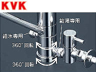 キッチン用蛇口[台][シングルレバー混合水栓][流し台用][分岐止水栓付][2箇所同時分岐:360度回転式][泡沫][一般地]