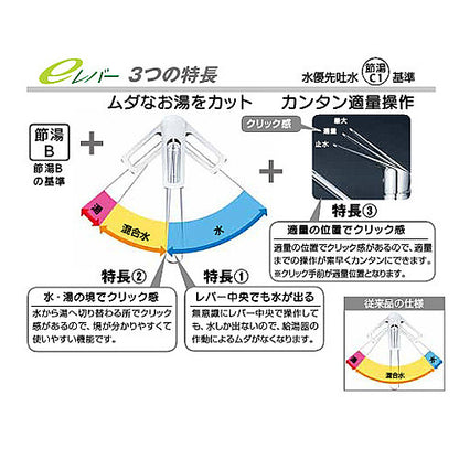 キッチン用蛇口[台][シングルレバー混合水栓][流し台用][eレバー][NSFシャワー][首振りシャワーヘッド][湯水芯204mm][寒冷地]