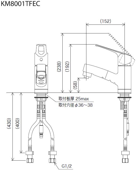 ●洗面用蛇口[台][シングルレバー混合水栓][eレバー水栓][シャワー引出][一般地]
