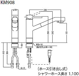 キッチン用蛇口[台][シングルレバー混合水栓][流し台用][シャワー付][ホース引出式][一般地]