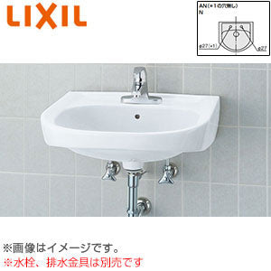 洗面器単品[壁掛式][角形][そで無大形][水栓取付穴径:φ27][右側1ヶ所]