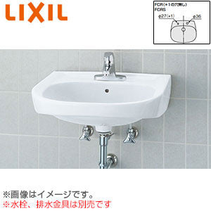 洗面器単品[壁掛式][角形][そで無大形][水栓取付穴径:φ36][右側1ヶ所]