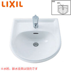 洗面器単品[オーバーカウンター式][丸形][水栓取付穴径:φ27][中央1ヶ所]