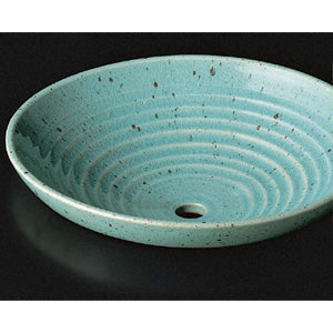 ●手洗器単品[ベッセル式][丸形][φ350][常滑焼][創の美 産地別シリーズ][陶房杉][貫入青磁]