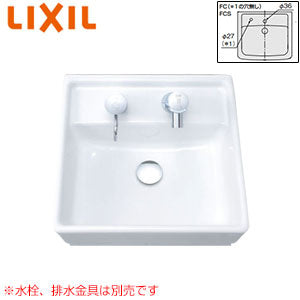 洗面器単品[ベッセル式][壁掛式][角形][380×380][水栓取付穴径:φ36][中央1ヶ所]