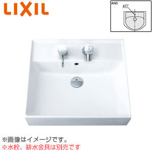 洗面器単品[ベッセル式][壁掛式][角形][500×450][水栓取付穴径:φ27][中央1ヶ所]