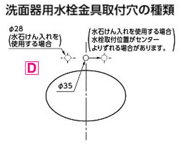 洗面器単品[壁掛式][小形][水栓取付穴径:φ35][中央1ヶ所]