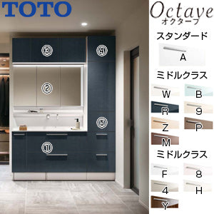 ●洗面化粧台セット オクターブ[間口1650mm][高さ2300mm][3wayキャビネット][自動水栓][F3][スウィング3面鏡][タッチレスワイドLED][エコミラー][トールキャビネット][ウォールキャビネット][一般地]