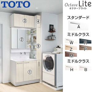 ●洗面化粧台セット オクターブLite[間口900mm][高さ2300mm][片引き出し][シャワー水栓][スウィング3面鏡][ワイドLED][エコミラー][ウォールキャビネット][トールキャビネット][一般地]