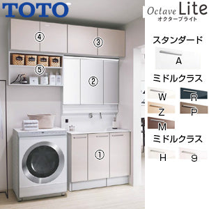 ●洗面化粧台セット オクターブLite[間口1650mm][高さ2300mm][片引き出し][シャワー水栓][スウィング3面鏡][ワイドLED][エコミラー][ウォールキャビネット][洗濯機上オープン棚][一般地]