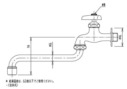 ●ユーティリティ用蛇口[壁][自在水栓][湯用][左ハンドル][泡沫][スパウト170mm][一般地寒冷地共用]