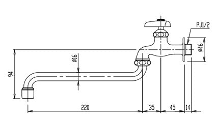 ユーティリティ用蛇口[壁][自在水栓][泡沫][スパウト220mm][一般地寒冷地共用]