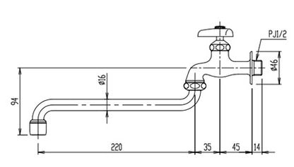 ユーティリティ用蛇口[壁][自在水栓][泡沫][スパウト220mm][一般地寒冷地共用]