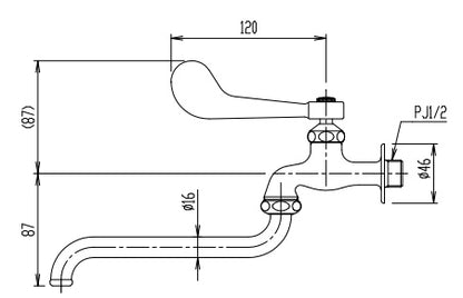 ●ユーティリティ用蛇口[壁][自在水栓][レバー式][スパウト170mm][一般地寒冷地共用]