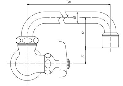 ●ユーティリティ用蛇口[壁][横型自在水栓][泡沫][スパウト220mm][一般地寒冷地共用]