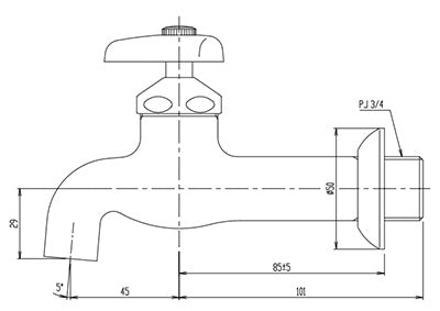 ユーティリティ用蛇口[壁][胴長横水栓][送り座付][呼び径20mm][一般地寒冷地共用]