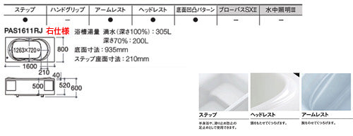 ●浴槽 ネオエクセレントバス[埋込浴槽][1600サイズ][一方半エプロン][ワンプッシュ排水栓式]