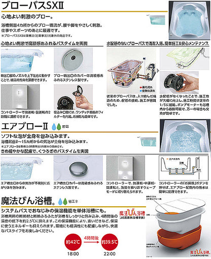 ●浴槽 スーパーエクセレントバス[埋込浴槽][1600サイズ][ワンプッシュ排水栓式][魔法びん浴槽][エアブロー2][ブローバスSX2]