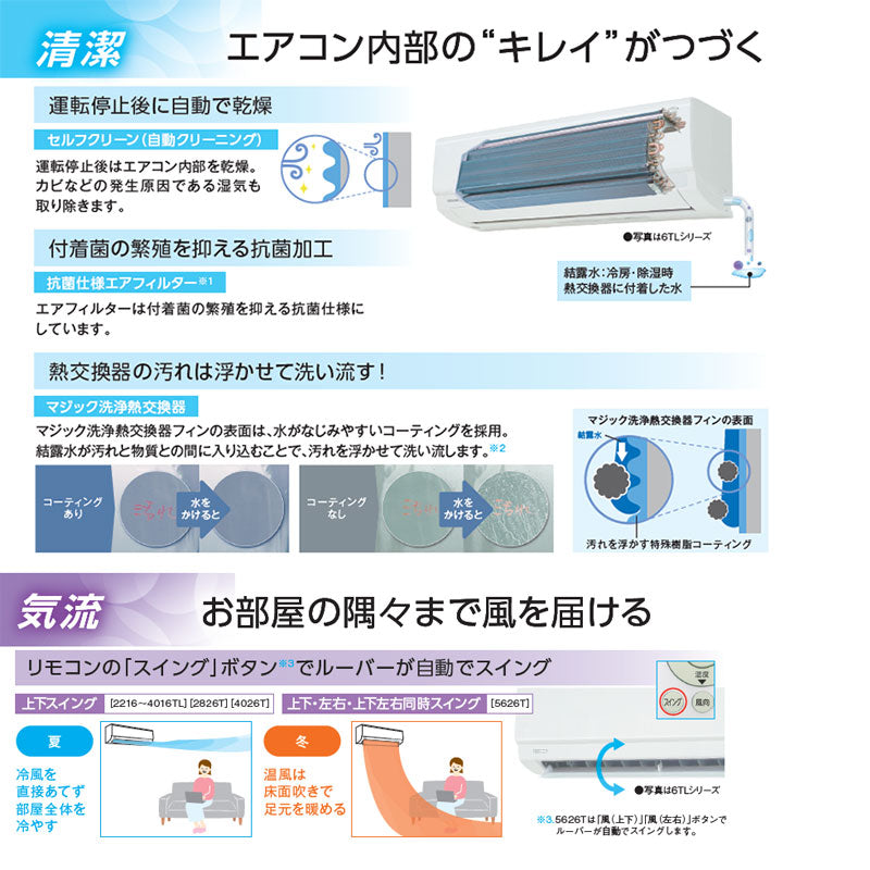 ルームエアコン[6TLシリーズ][100V][8畳][2.5kW][ホワイト][2026年モデル]