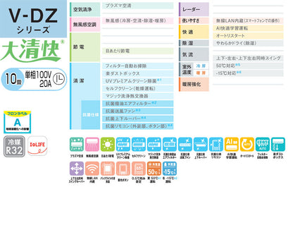 ルームエアコン[V-DZシリーズ][100V][10畳][2.8kW][ホワイト][2026年モデル]