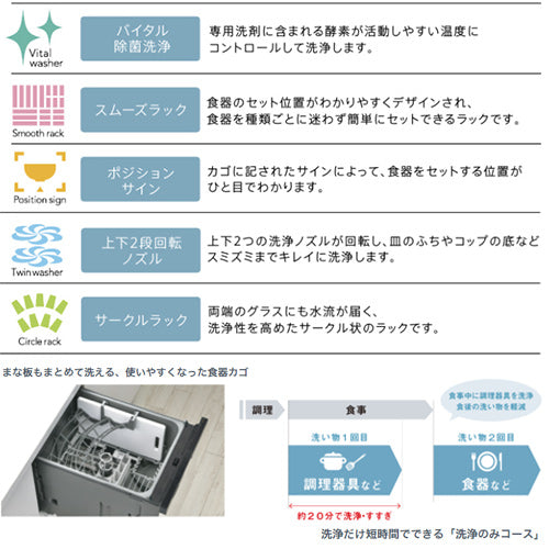 ビルトイン食洗機[新設用][取替用][スライドオープン][ドアパネル型][浅型][幅45cm][奥行65cm][約5人用][化粧パネル対応][シルバー]