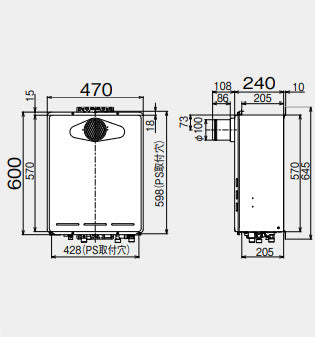 ガスふろ給湯器[本体のみ][PS扉内設置型][前方排気][延長可能][オート][16号][ユーロホワイト][都市ガス]