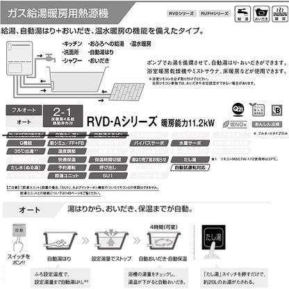熱源機[浴室・台所リモコンセット][床暖房4系統・熱動弁外付][2-1][暖房能力11.2kW][屋外壁掛型][前面排気][オート][20号][ユーロホワイト][プロパンガス]
