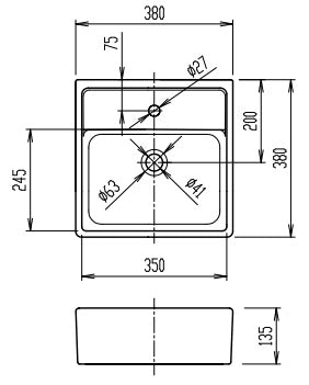 多目的流し単品[壁掛式][水栓取付穴径:φ27][中央1ヶ所][コンパクトシンク]