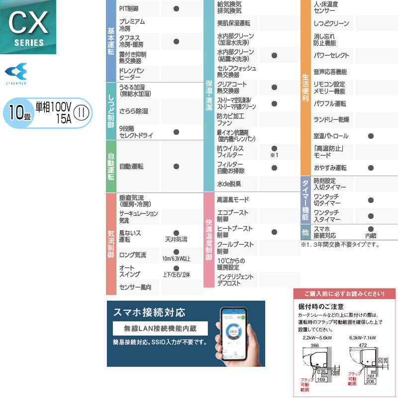ルームエアコン[CXシリーズ][100V][10畳][2.8kW][2026年モデル][ホワイト]