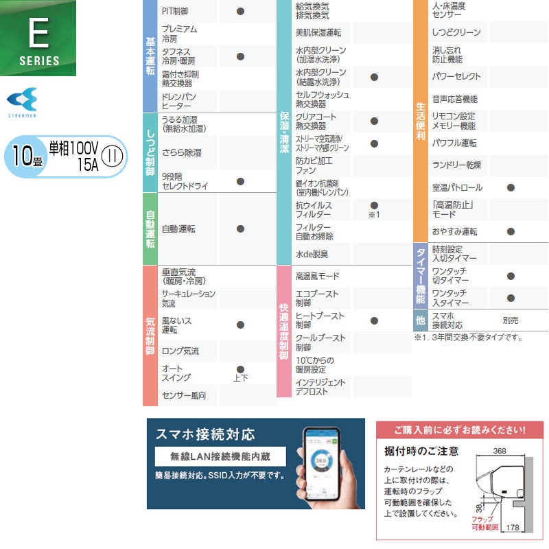 ルームエアコン[Eシリーズ][100V][10畳][2.8kW][2026年モデル][ホワイト]