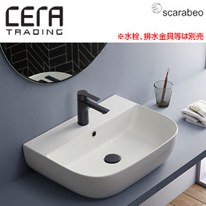 洗面器単品[スカラべオ社][グラム][ベッセル式][壁掛式][角形][550×420][水栓取付穴径:φ35][中央1ヶ所][マットホワイト]