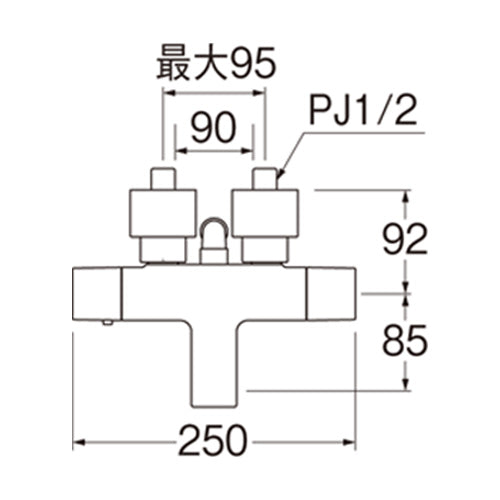 浴室用蛇口 スット[壁][サーモスタット付シャワー混合水栓][一般地]