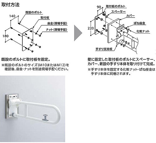 取替え用取付金具[手すり用][はね上げタイプ用][アクセサリー部材]
