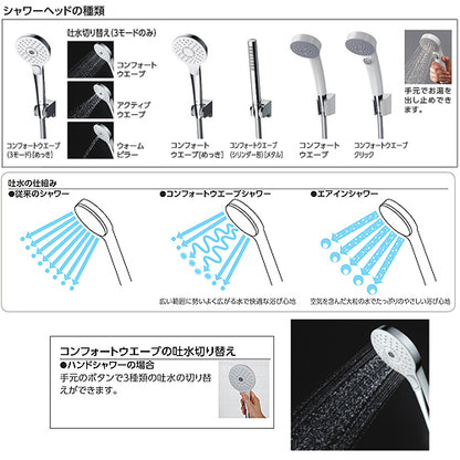 浴室用蛇口 GGシリーズ[壁][浴槽・洗い場兼用][サーモスタット付シャワーバス混合水栓][コンフォートウエーブ3モード][スパウト170mm][一般地]