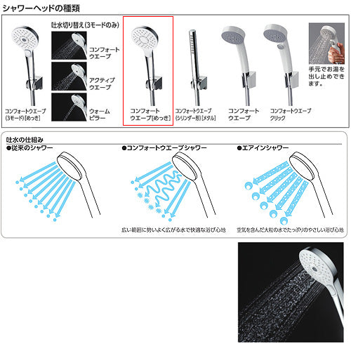 浴室用蛇口 GGシリーズ[壁][洗い場専用][サーモスタット付シャワーバス混合水栓][コンフォートウエーブめっき][一般地]