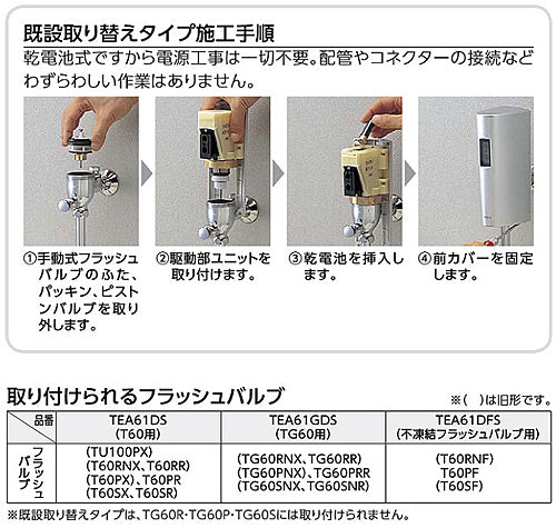個別小便器自動洗浄システム オートクリーンU[既設取り替え][TG60用][乾電池][一般地]