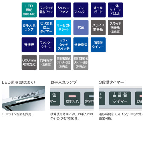 レンジフード TLRシリーズ[シロッコファン][幅90cm][スリム型][前幕板付属][ブラック]