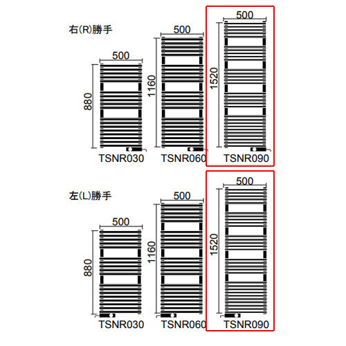 ●タオルウォーマー[リミテッドスペースヒーター][TSN-Rシリーズ][奥行118mm][天井・床取り付け仕様][幅500mm][高さ1520mm]