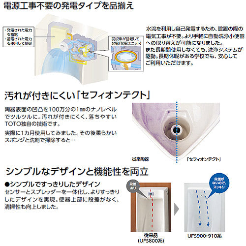 小便器[自動洗浄][壁掛][新設][壁:排水芯225mm][自己発電][節水タイプ][一般地]