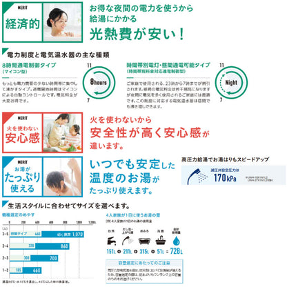 【10年保証付】【工事費込】電気温水器[インターホンリモコン付属][オート][460L][角型][スタンダード][屋内外兼用][スマイル10]