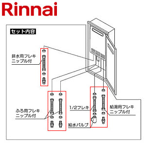 壁組込配管セット[ボックスオプション3型][RUF-VKシリーズ壁組込設置型用][給湯器部材]