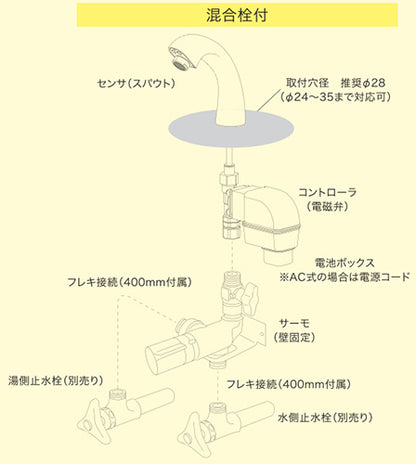 洗面用蛇口 デルマン[台][自動水栓][混合水栓][AC100V][泡沫][一般地]
