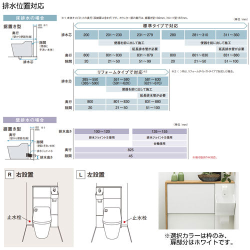アラウーノ専用手洗い[背面タイプ][据置型][奥行80mm][手動水栓]