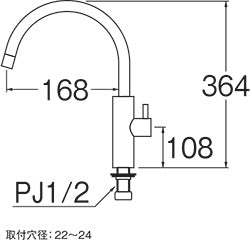 ●洗面用蛇口[台][単水栓][立水栓][スパウト168mm][セラミック][マットブラック][一般地]