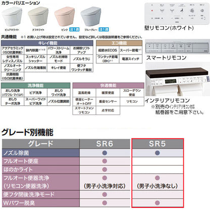 タンクレストイレ サティスSタイプ[SR5][床:排水芯120/200～580mm][ブースター付][ECO5][タンクレス便器][寒冷地(ヒーター付便器)][寒冷地(水抜併用方式)]